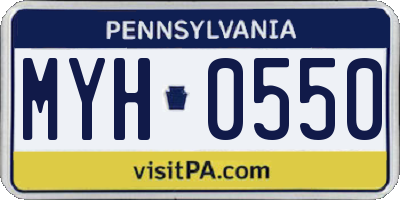 PA license plate MYH0550