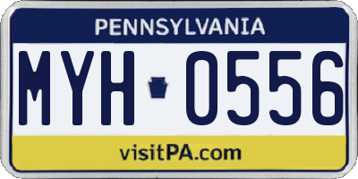 PA license plate MYH0556