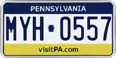 PA license plate MYH0557