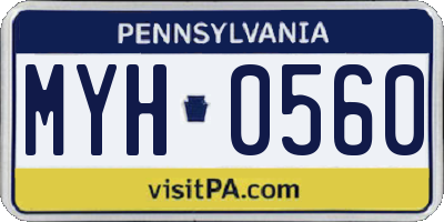 PA license plate MYH0560