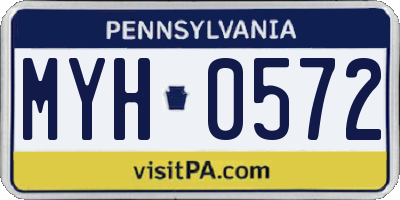 PA license plate MYH0572