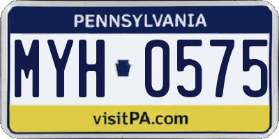 PA license plate MYH0575