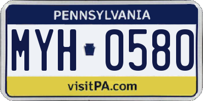PA license plate MYH0580