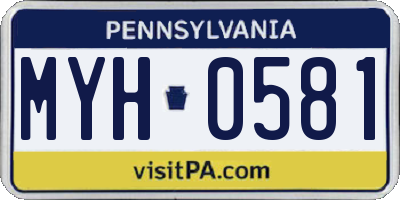 PA license plate MYH0581