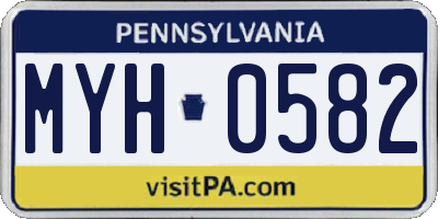 PA license plate MYH0582