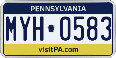 PA license plate MYH0583