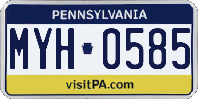 PA license plate MYH0585