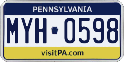 PA license plate MYH0598