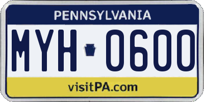 PA license plate MYH0600