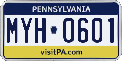 PA license plate MYH0601