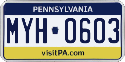 PA license plate MYH0603