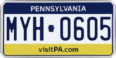 PA license plate MYH0605