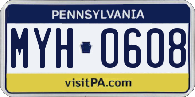PA license plate MYH0608