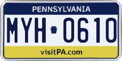 PA license plate MYH0610