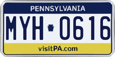 PA license plate MYH0616