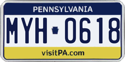PA license plate MYH0618