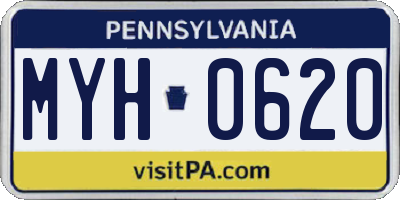 PA license plate MYH0620
