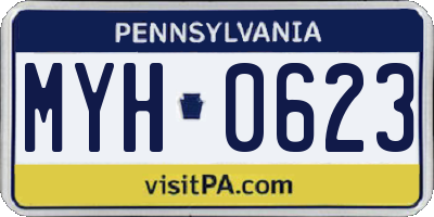 PA license plate MYH0623