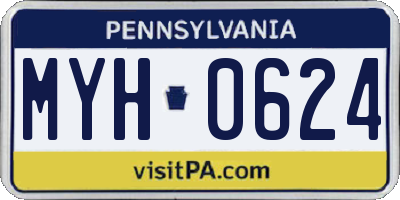 PA license plate MYH0624