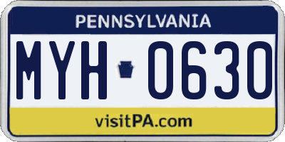 PA license plate MYH0630