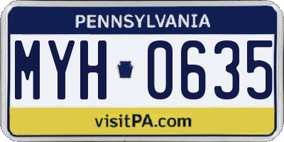 PA license plate MYH0635