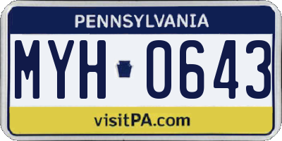 PA license plate MYH0643
