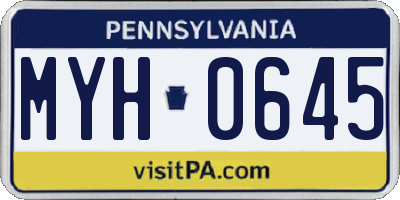 PA license plate MYH0645