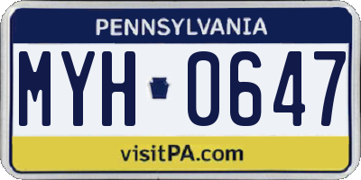 PA license plate MYH0647