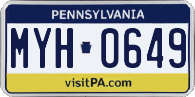 PA license plate MYH0649