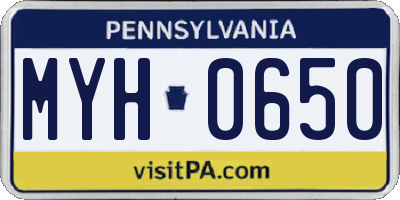 PA license plate MYH0650