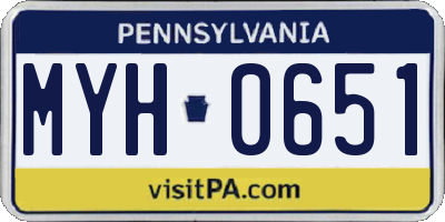 PA license plate MYH0651