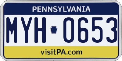 PA license plate MYH0653