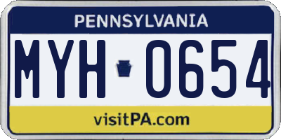 PA license plate MYH0654