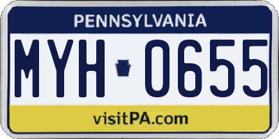 PA license plate MYH0655