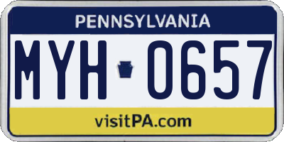 PA license plate MYH0657