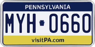 PA license plate MYH0660