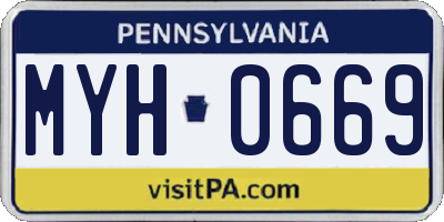 PA license plate MYH0669