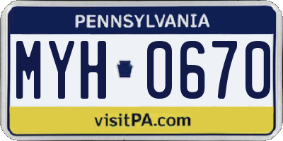 PA license plate MYH0670