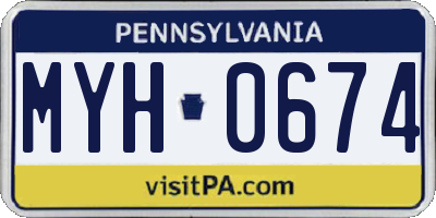 PA license plate MYH0674