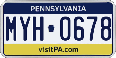 PA license plate MYH0678