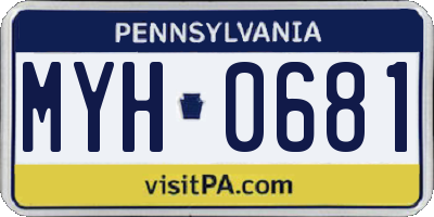 PA license plate MYH0681