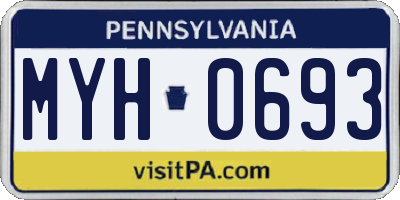 PA license plate MYH0693