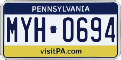 PA license plate MYH0694