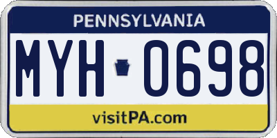 PA license plate MYH0698
