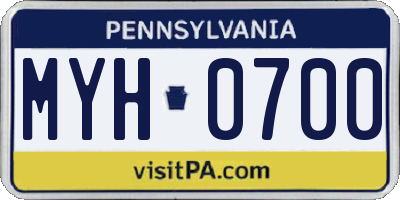 PA license plate MYH0700