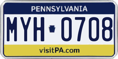 PA license plate MYH0708
