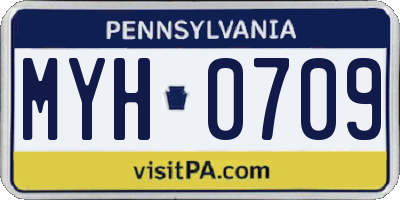 PA license plate MYH0709