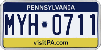 PA license plate MYH0711