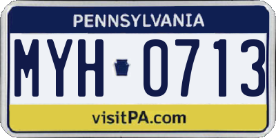 PA license plate MYH0713