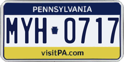 PA license plate MYH0717